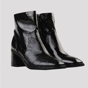 Miista Celestine Black Glossed Ankle Boots w/Side Zippers Size EU36/US 5.5